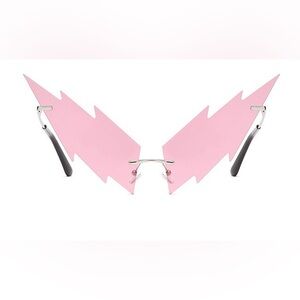 Rimless Pink Lightning-Shape Sunglasses for Women